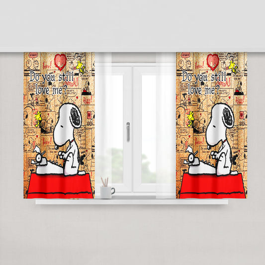 Do You Still Love Me Snoopy Peach Skin Window Curtains