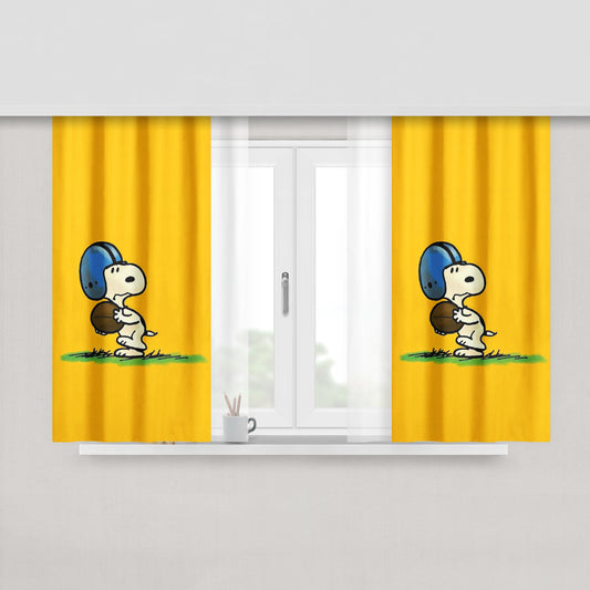 Funny Snoopy Play Football Peach Skin Window Curtains