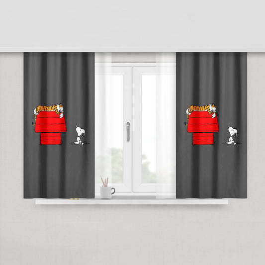 Hobbes Is A Top Snoopy House Peach Skin Window Curtains