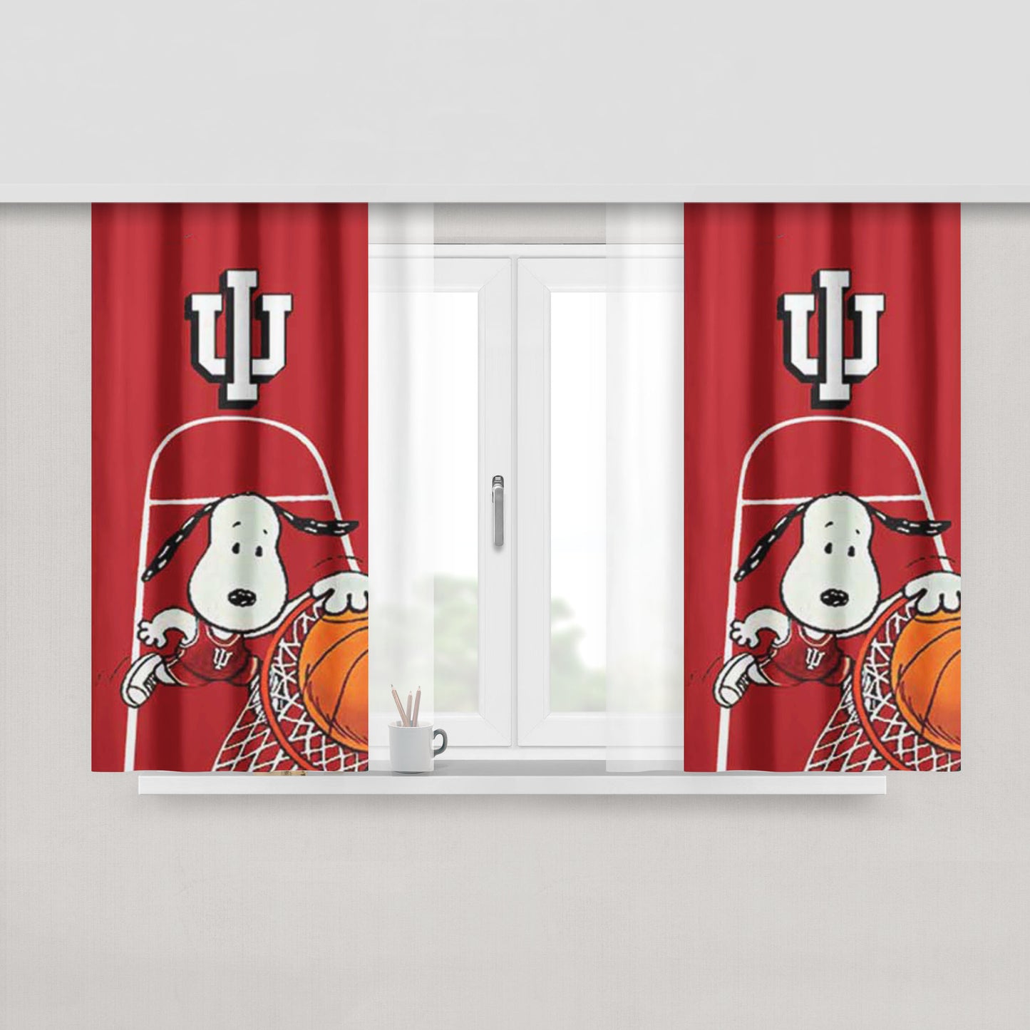 Indy Hoosiers Snoopy Dunk Peach Skin Window Curtains