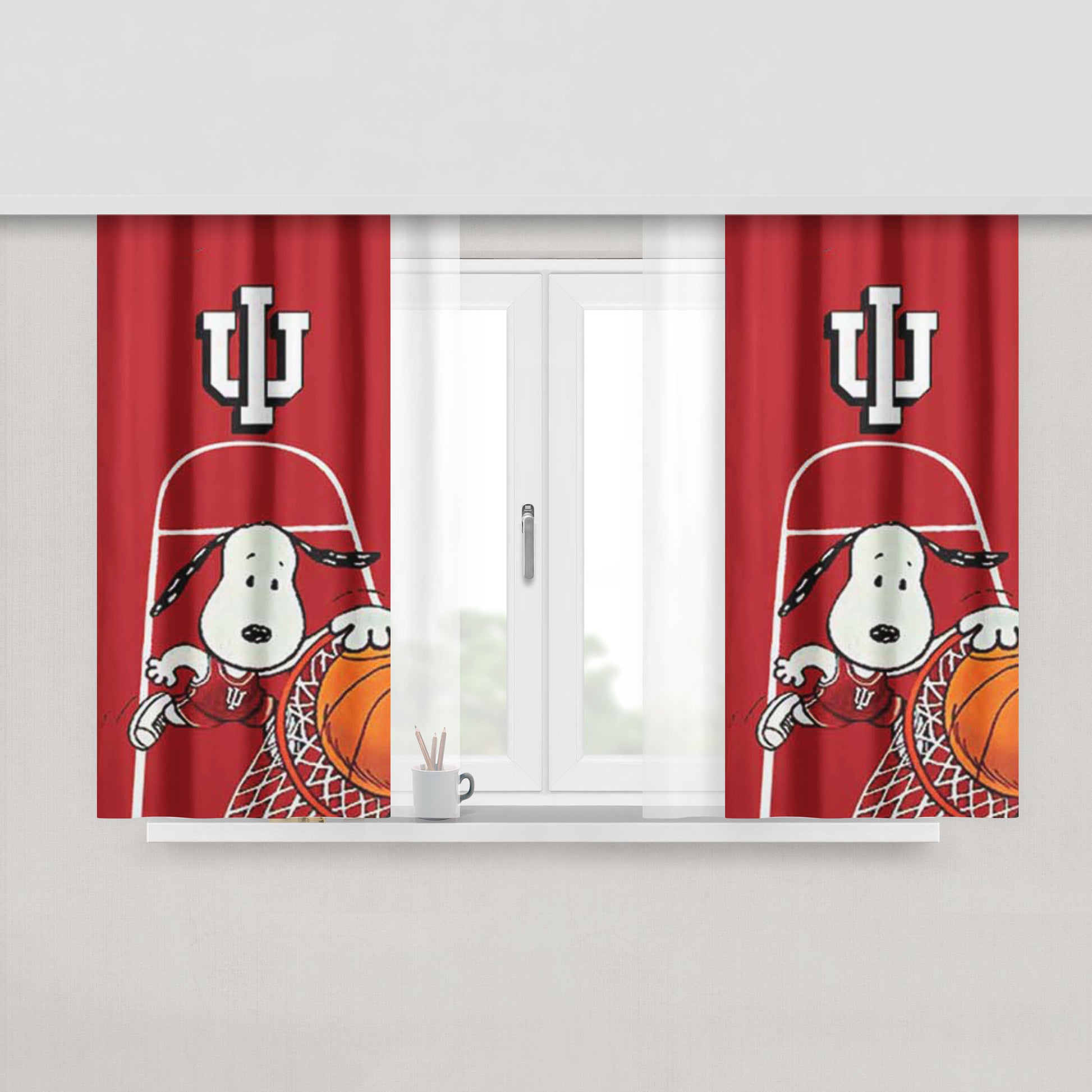 Indy Hoosiers Snoopy Dunk Peach Skin Window Curtains