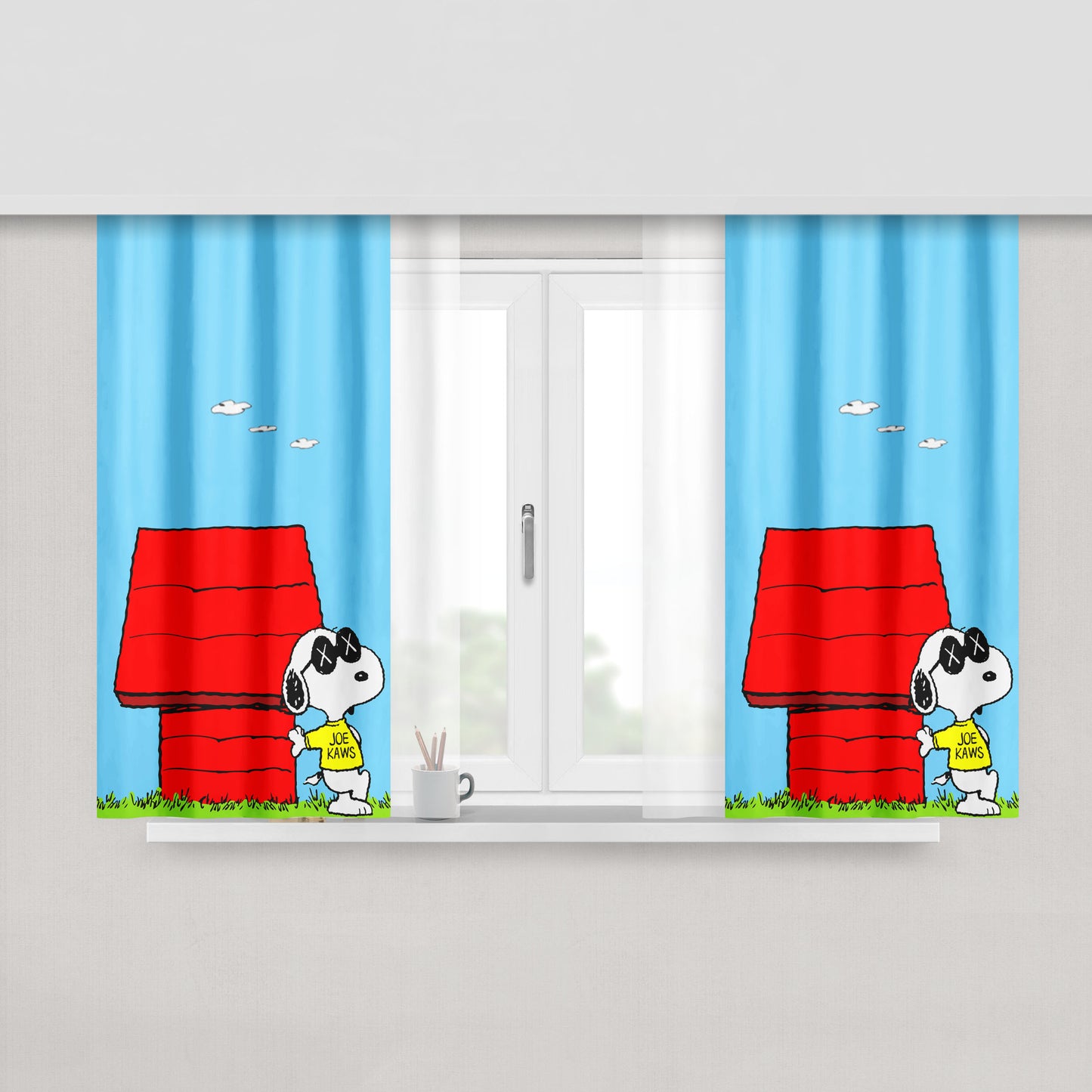 Kaws Snoopy Peach Skin Window Curtains