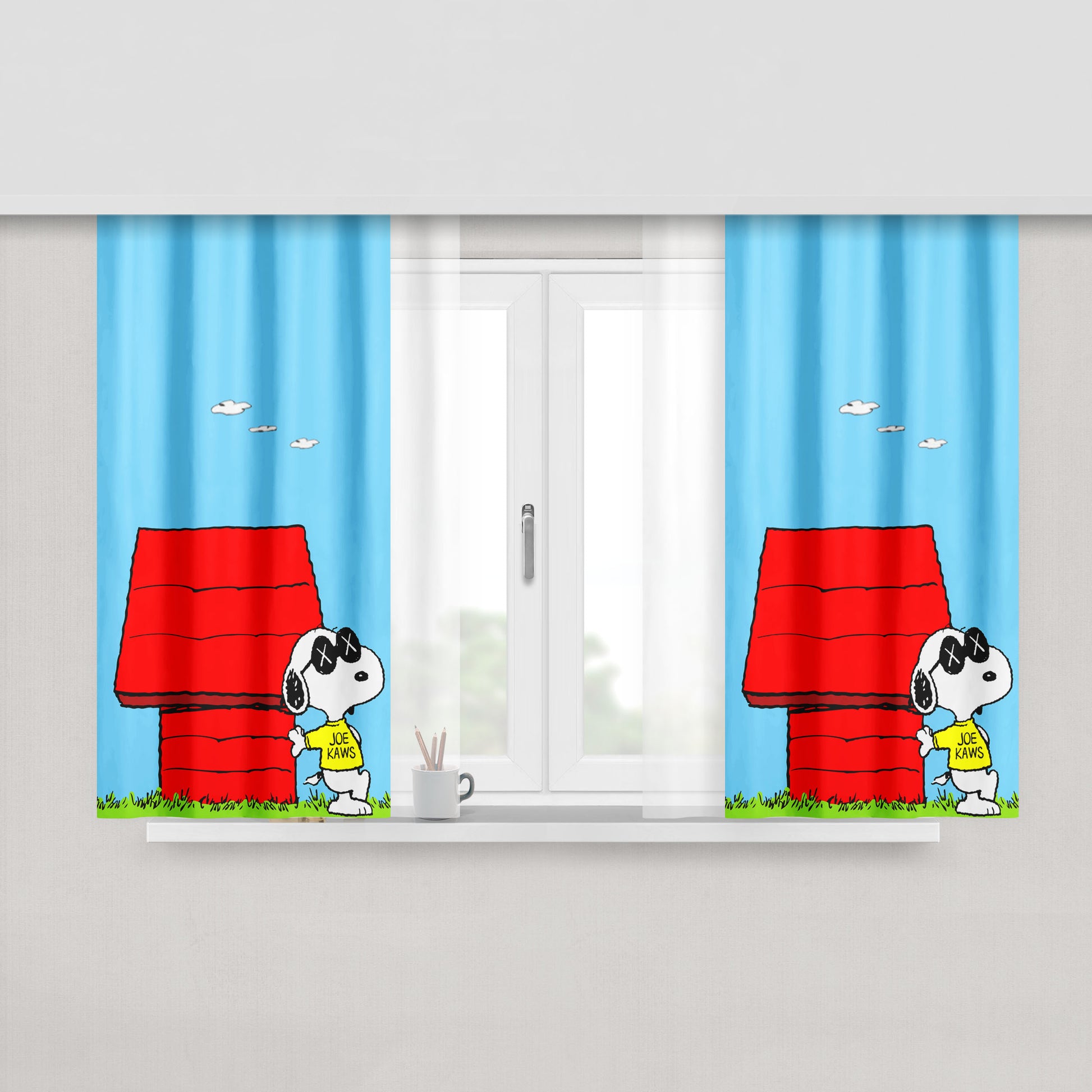 Kaws Snoopy Peach Skin Window Curtains