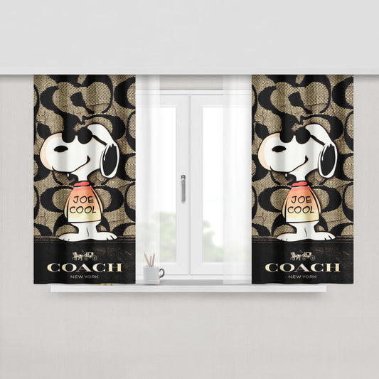 Nice Coach Snoopy Peach Skin Window Curtains