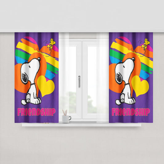 Peanuts Rainbow Friendship Snoopy Peach Skin Window Curtains