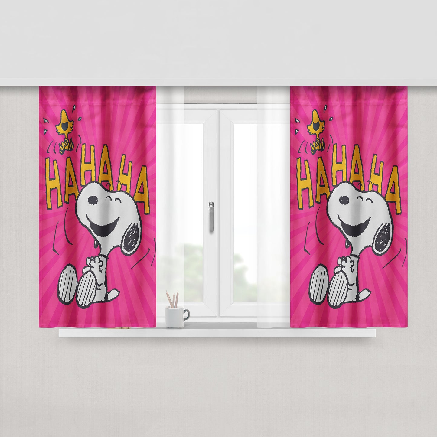 Peanuts Smile Giggle Laugh Peach Skin Window Curtains