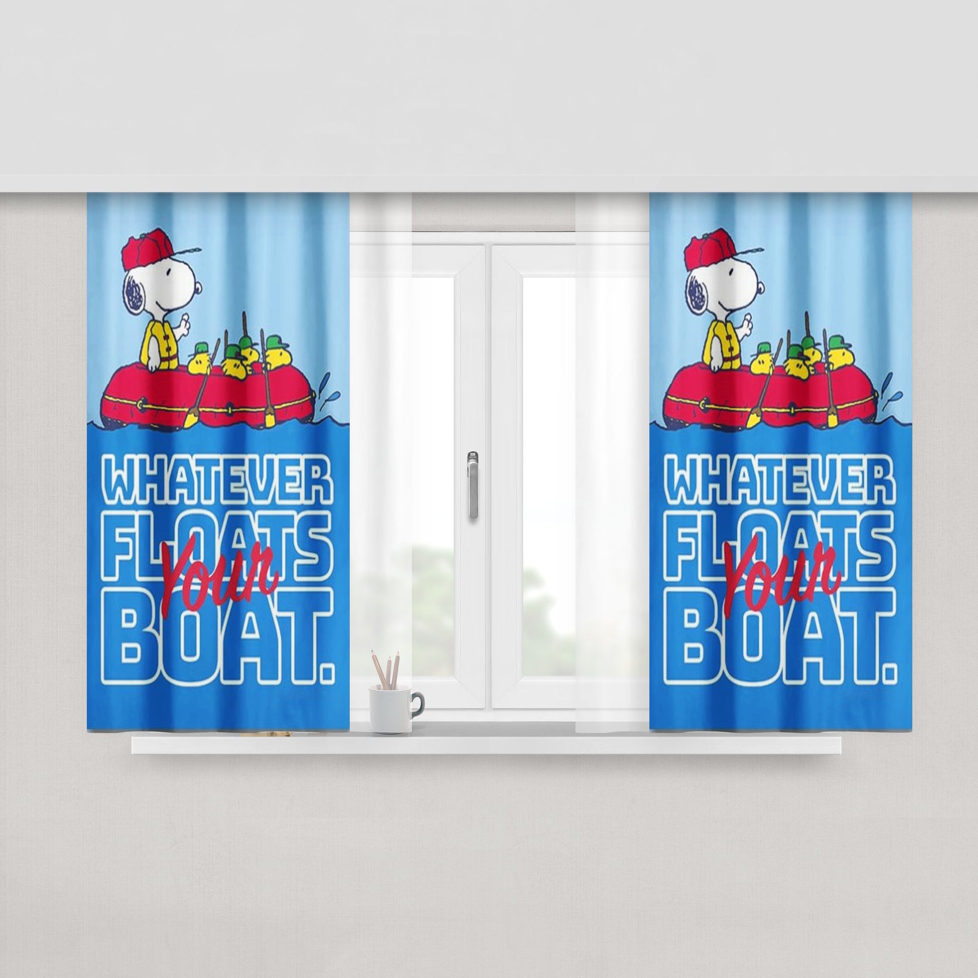 Peanuts Whatever Floats Your Boat Snoopy Peach Skin Window Curtains