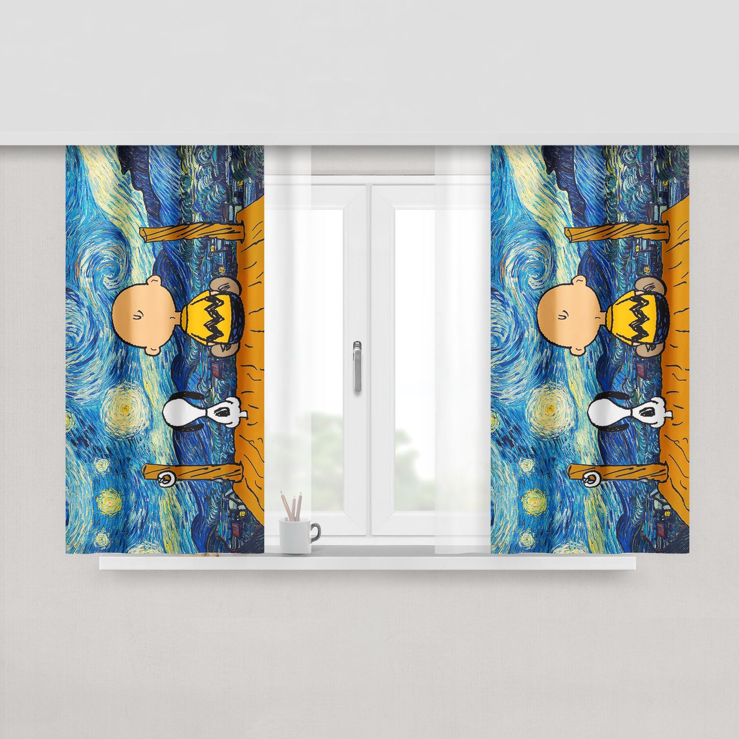 Snoopy'S Winter Clothes Peach Skin Window Curtains