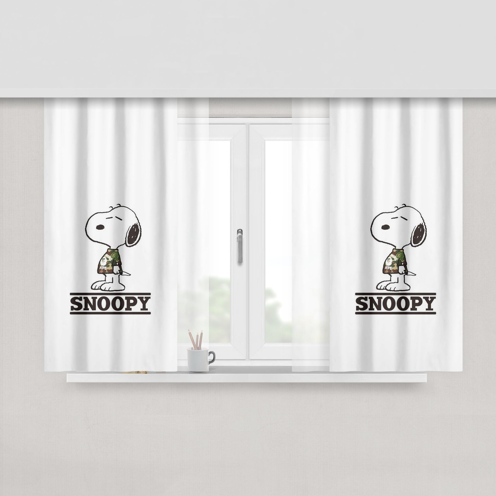 Snoopy Badboy Hypebeast Streetwear Style Peach Skin Window Curtains