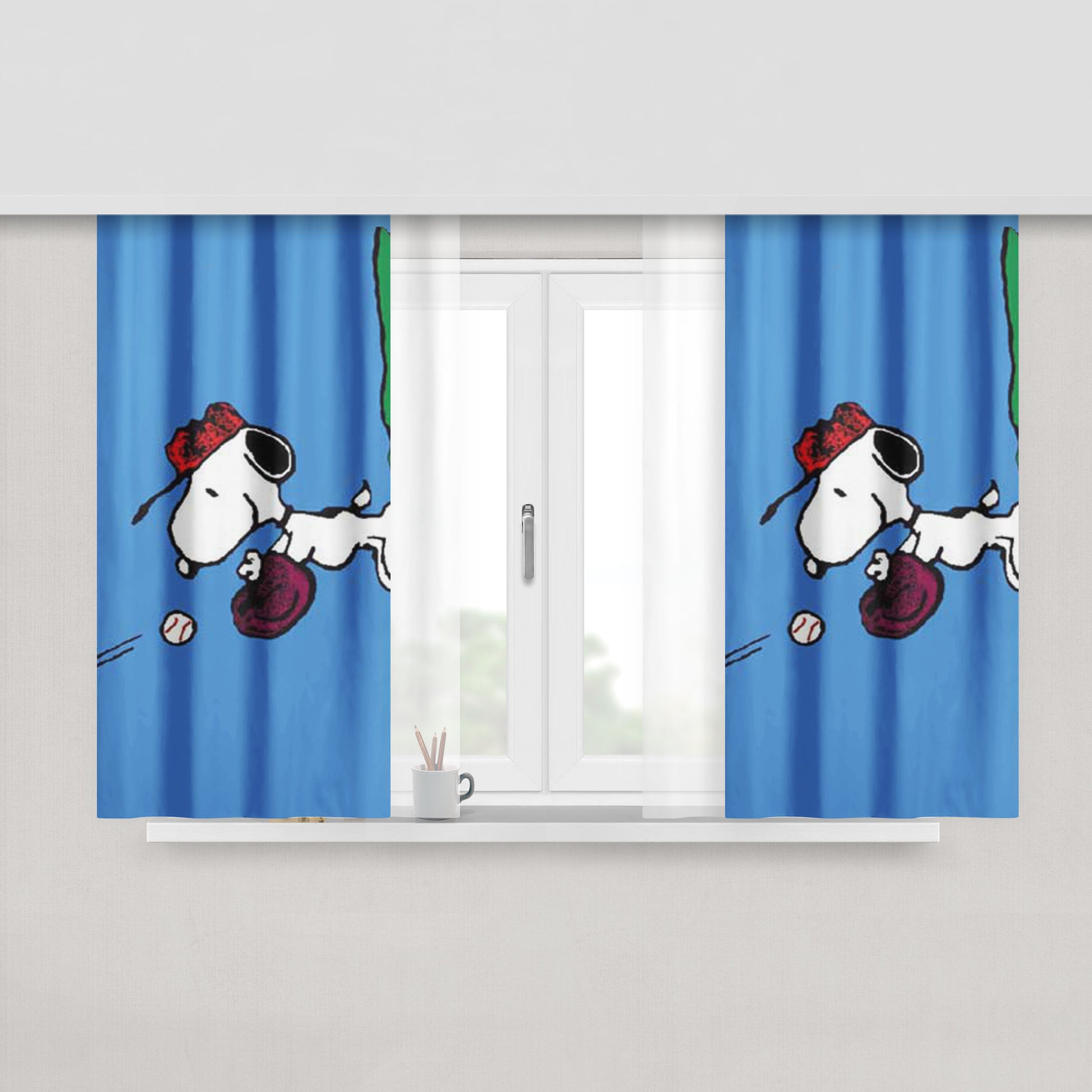 Snoopy Bape Style Peach Skin Window Curtains