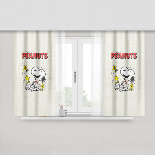 Snoopy Comic 2 Peach Skin Window Curtains