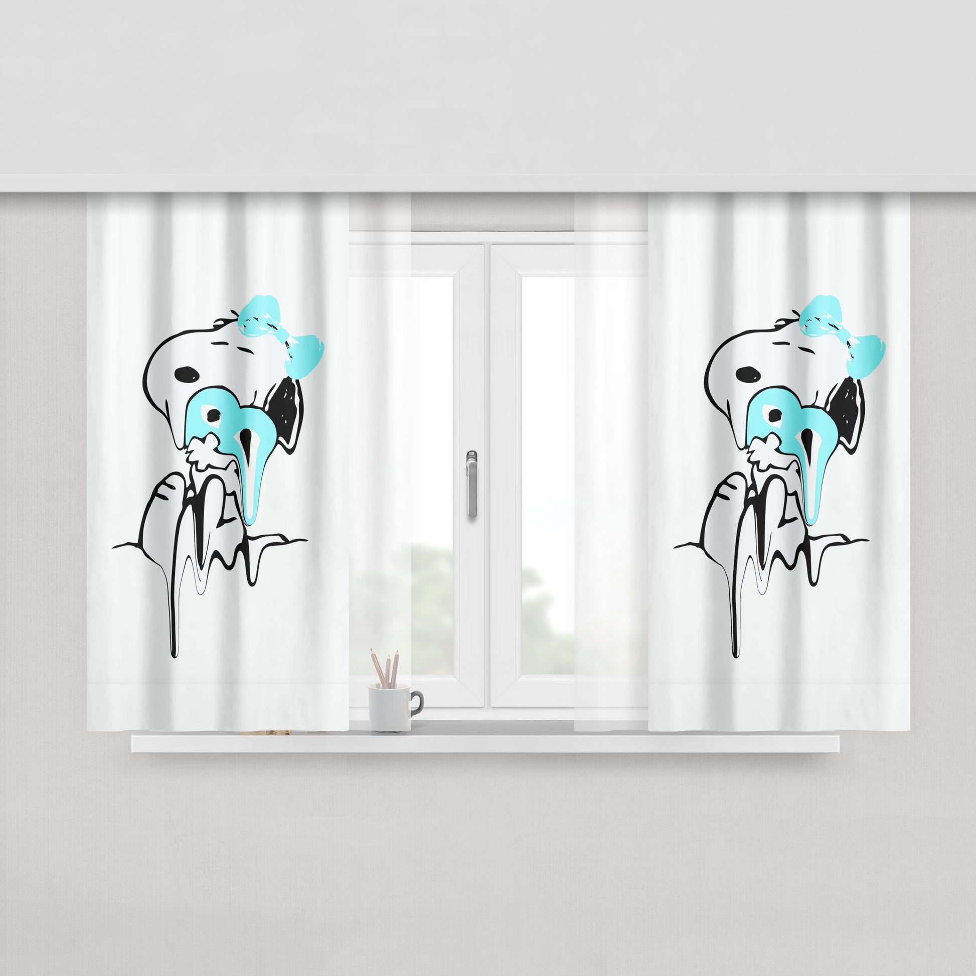 Snoopy Comic Peach Skin Window Curtains