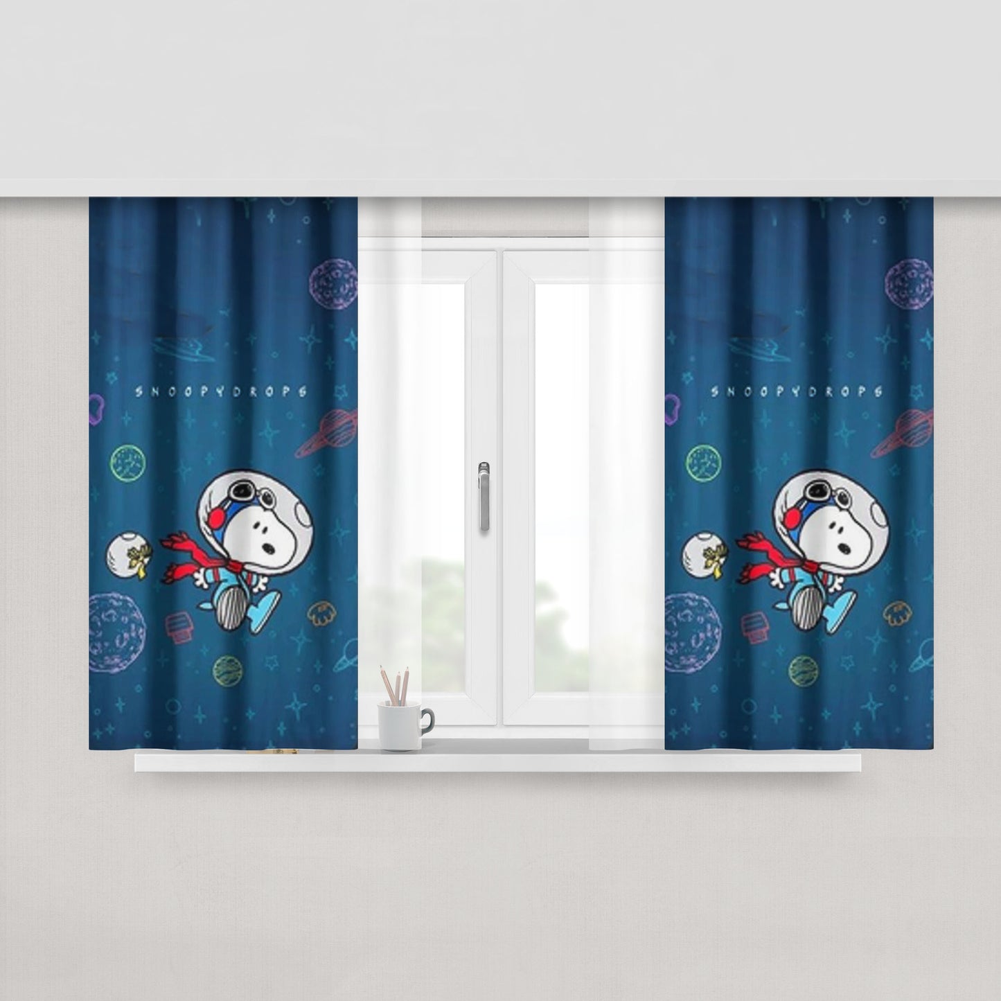 Snoopy Dog Peach Skin Window Curtains