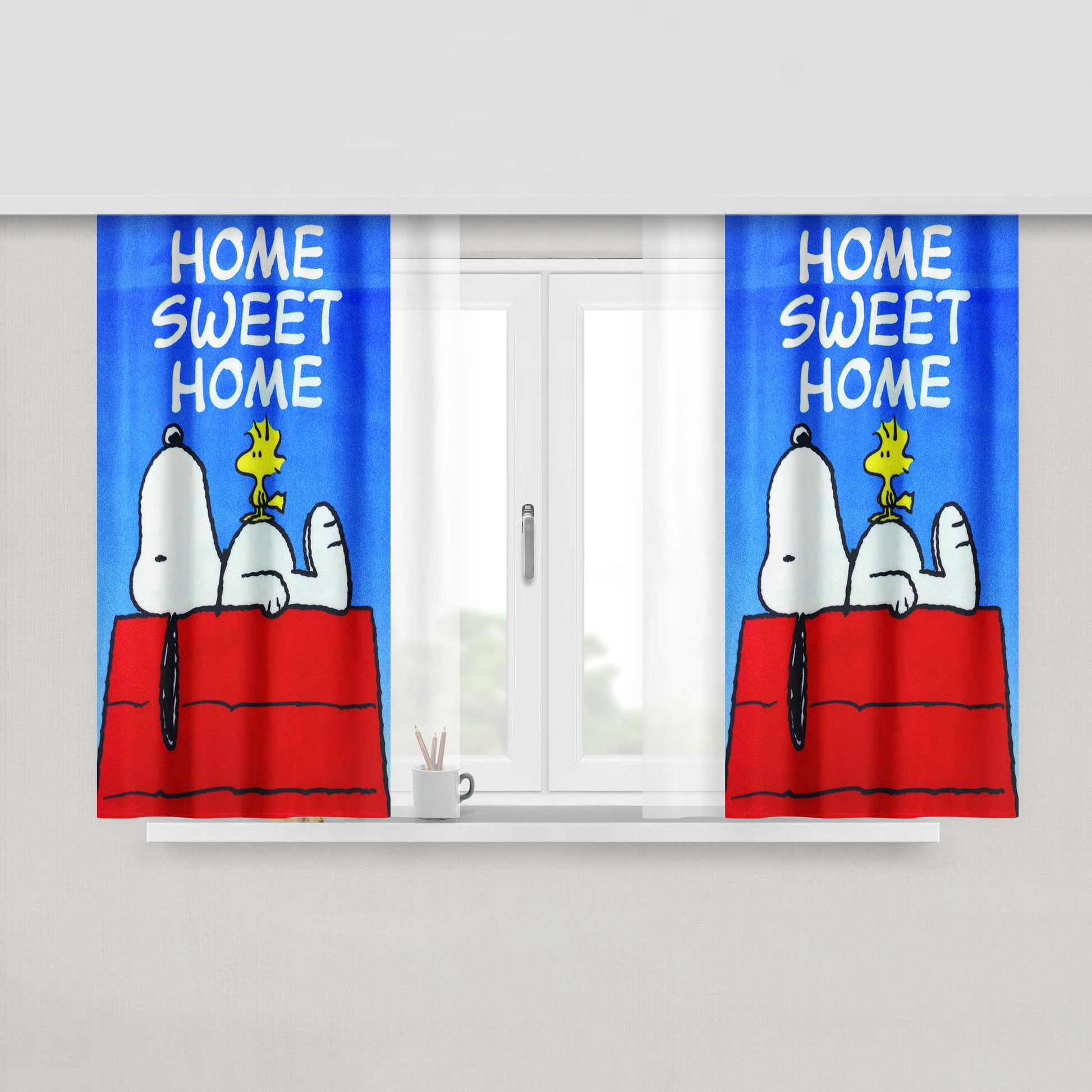 Snoopy Heart Peach Skin Window Curtains