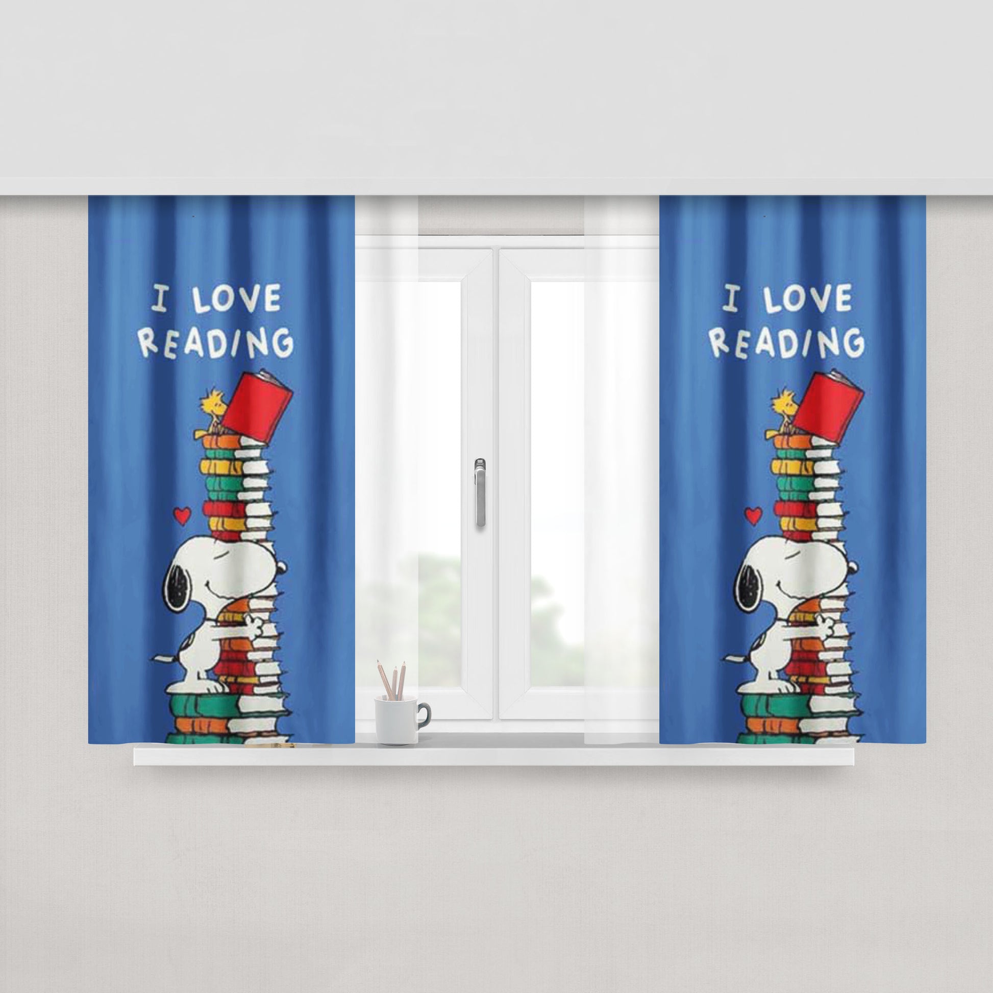 Snoopy Hug Peach Skin Window Curtains