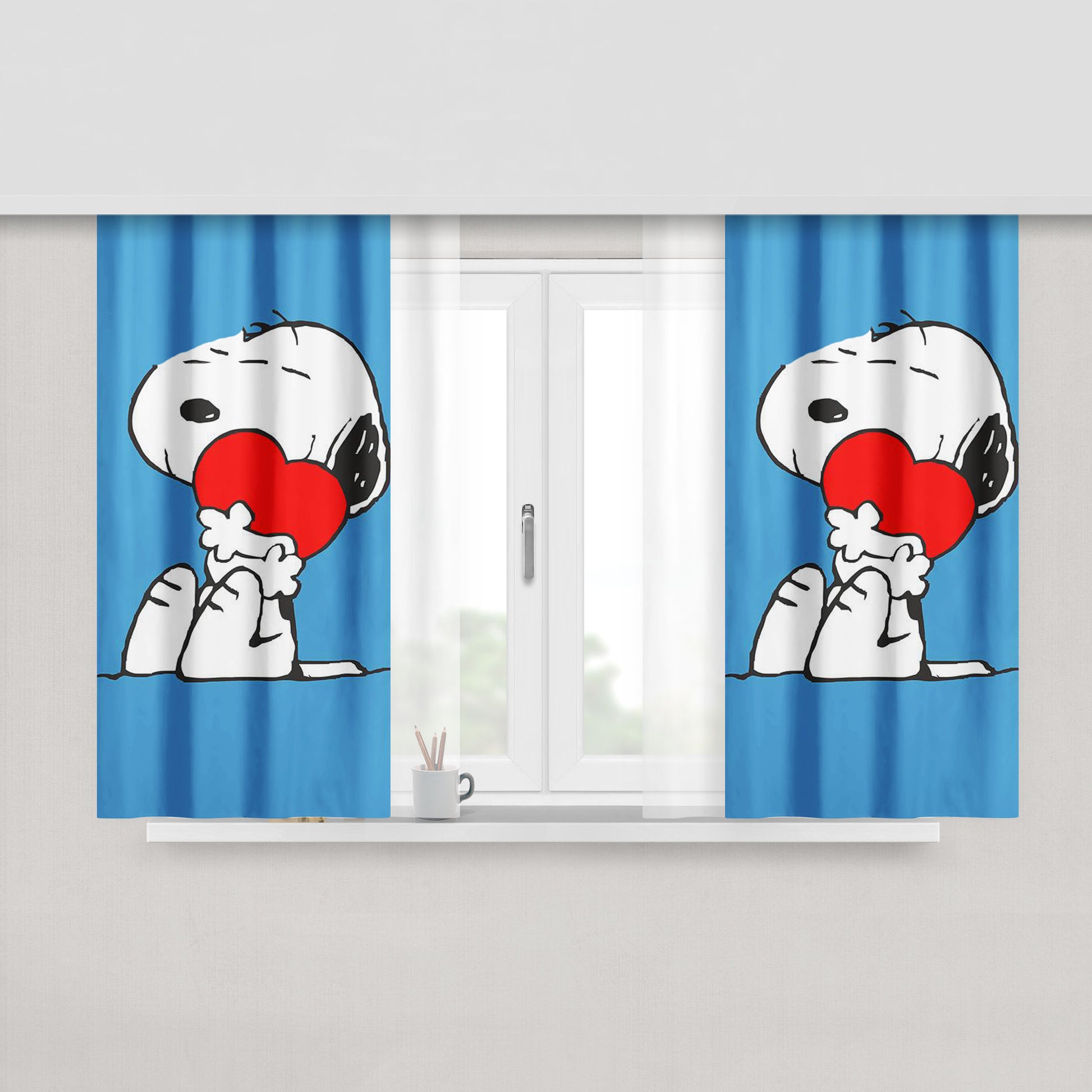 Snoopy Kite At France Peach Skin Window Curtains