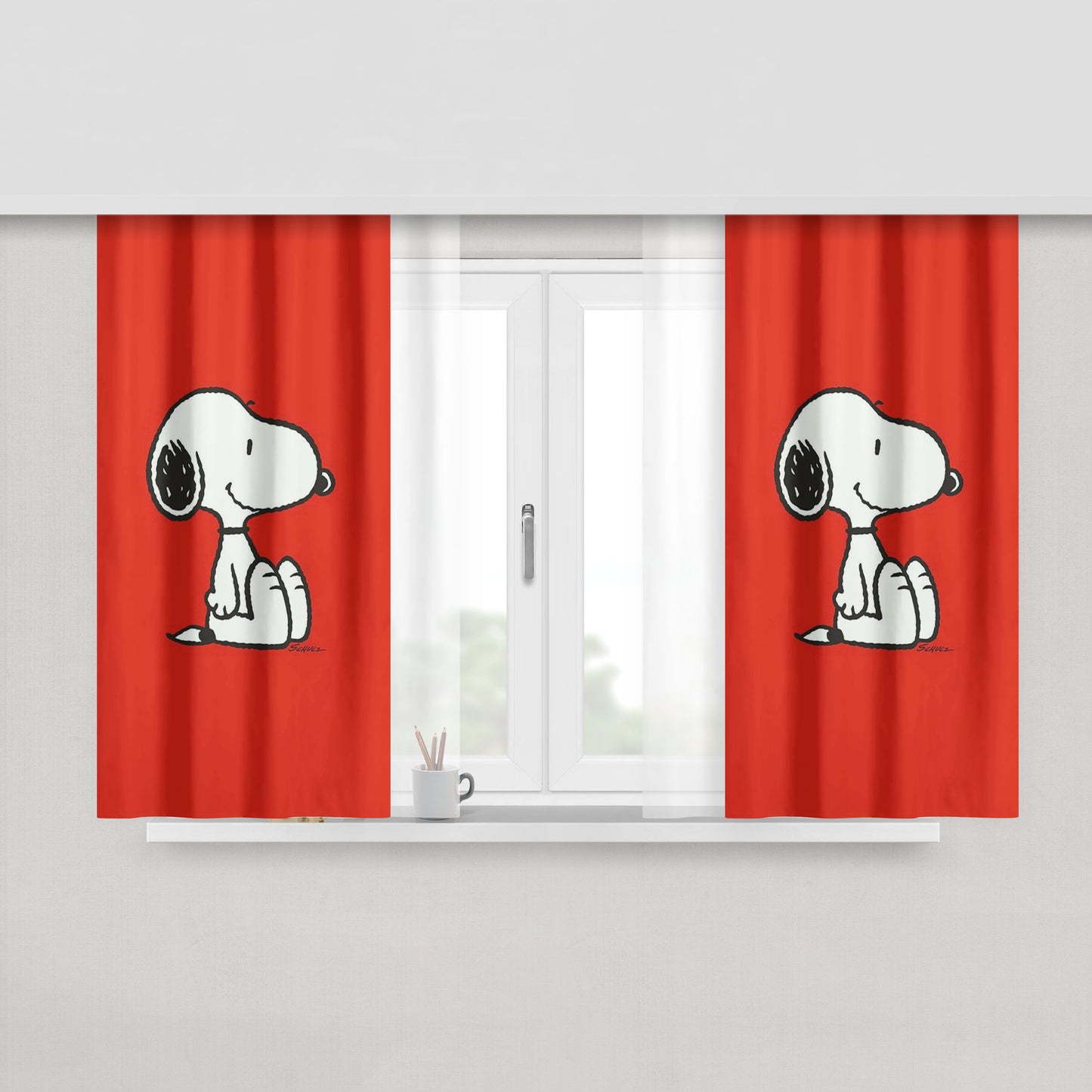 Snoopy Pocket Friend Peach Skin Window Curtains