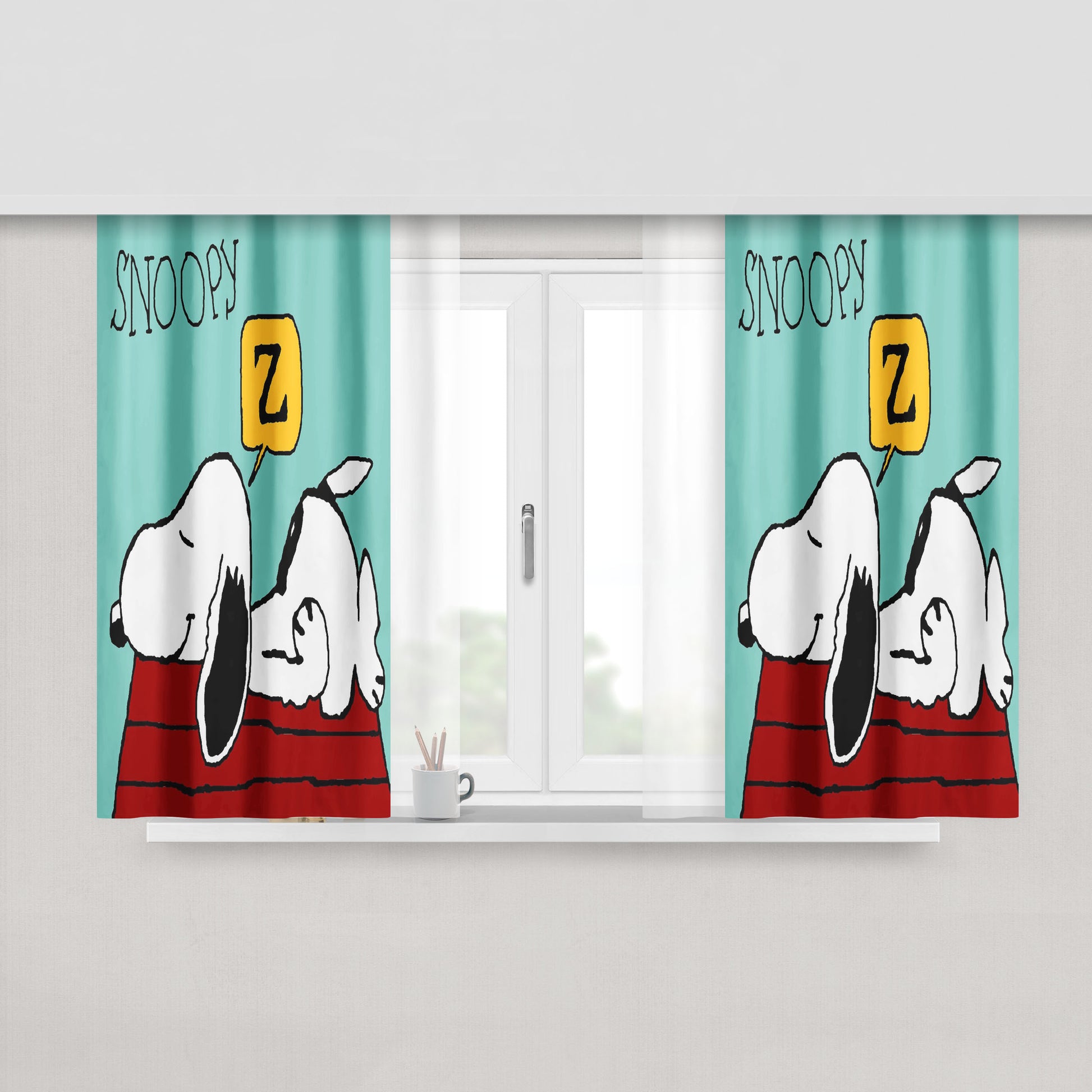 Snoopy Rollercoaster Peach Skin Window Curtains