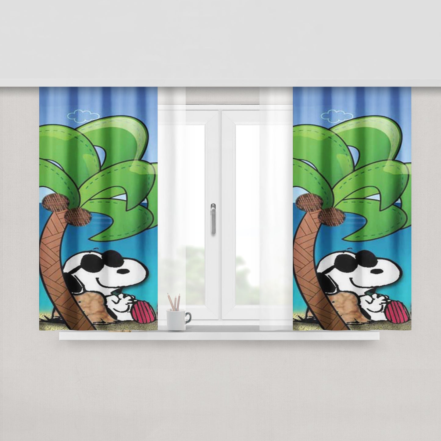 Snoopy The Game Of Bones Peach Skin Window Curtains