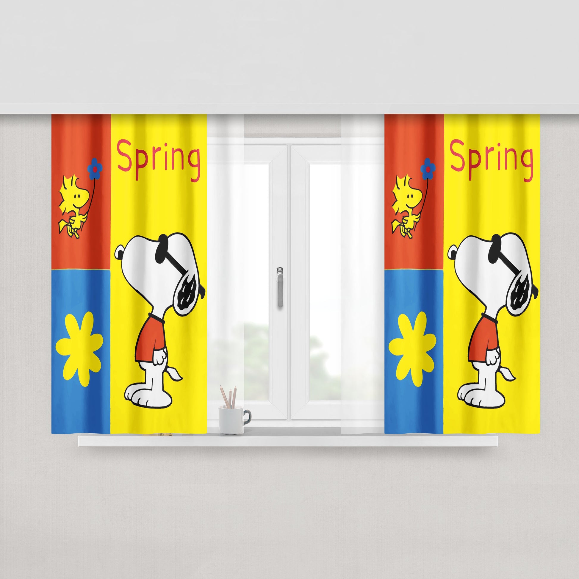 Snoopy Woodstock Rollercoaster Peach Skin Window Curtains