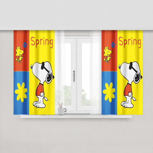 Snoopy Woodstock Rollercoaster Peach Skin Window Curtains