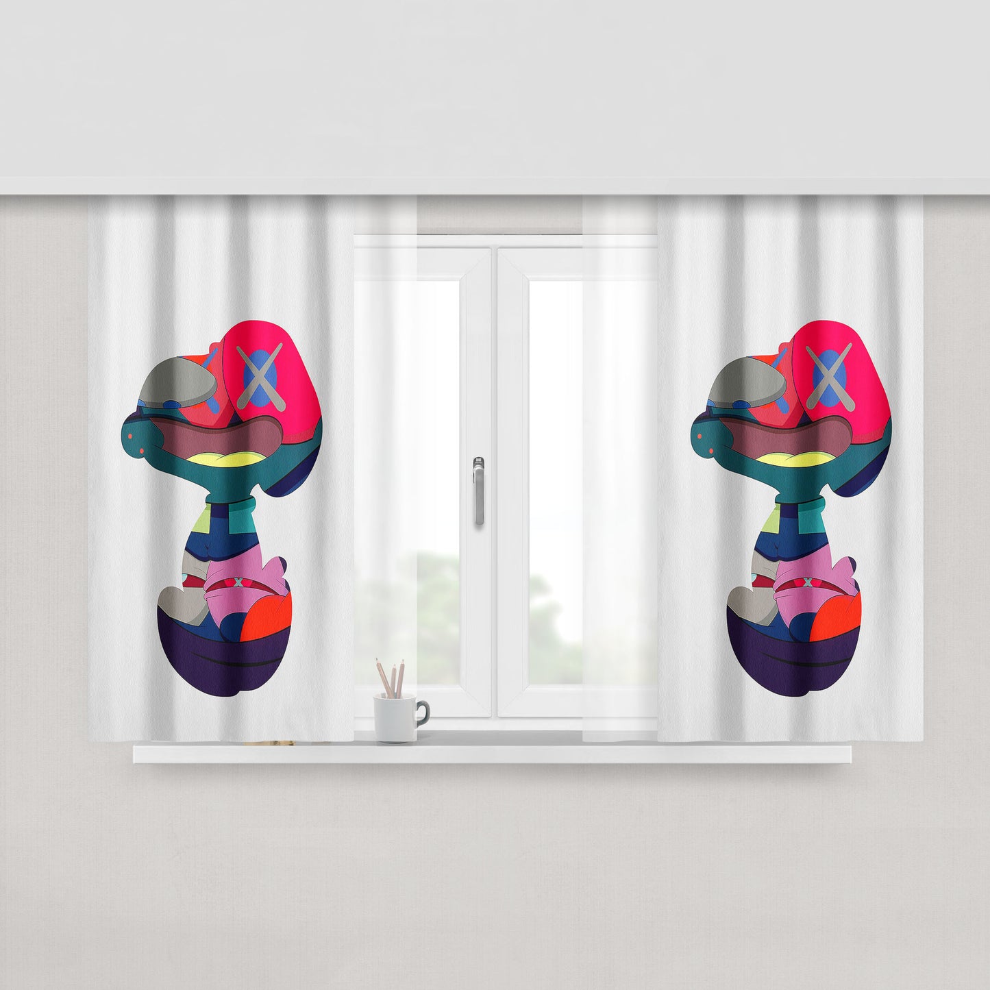 Snoopy Woodstock Umbrella Peach Skin Window Curtains