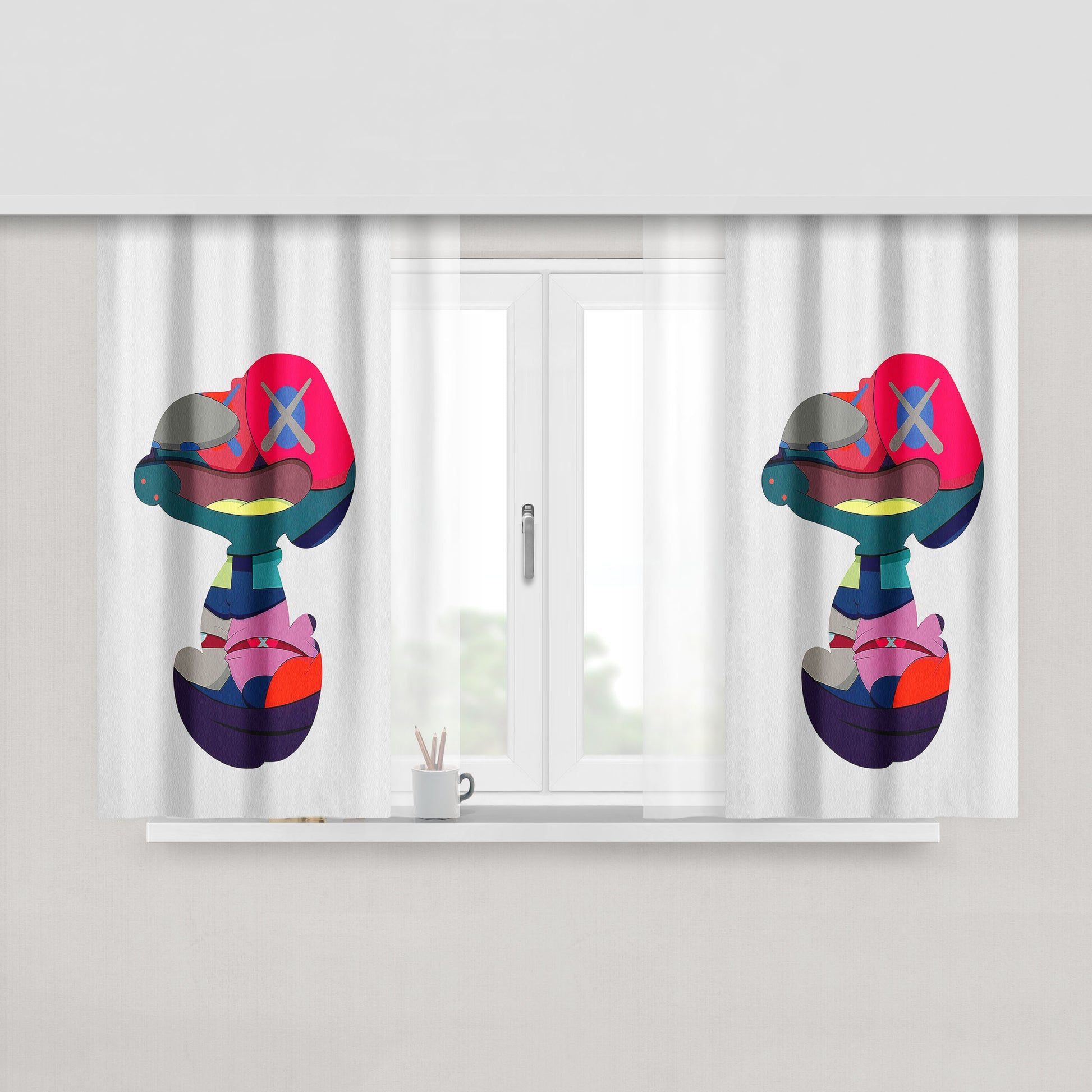 Snoopy Woodstock Umbrella Peach Skin Window Curtains