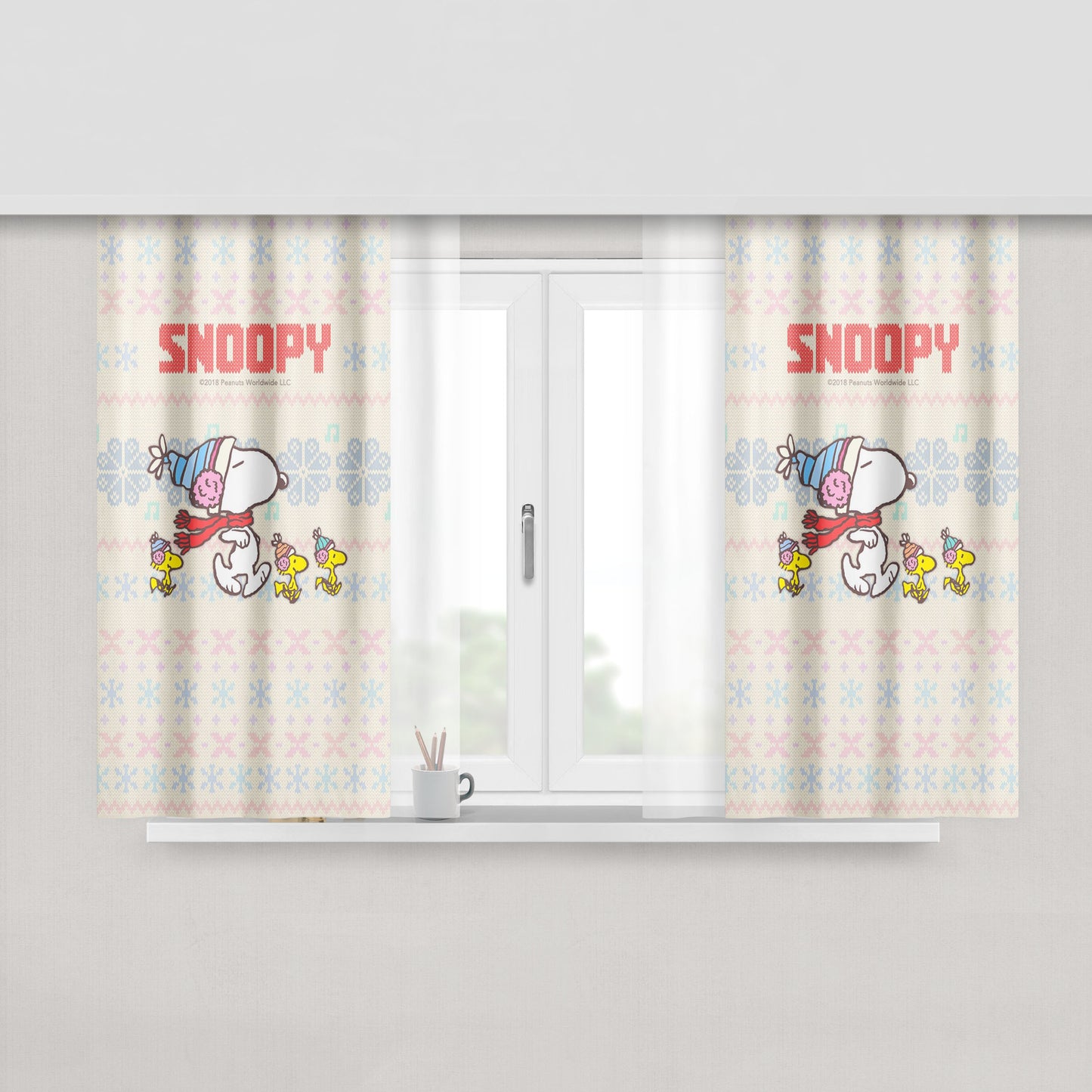 Snoopy Peach Skin Window Curtains