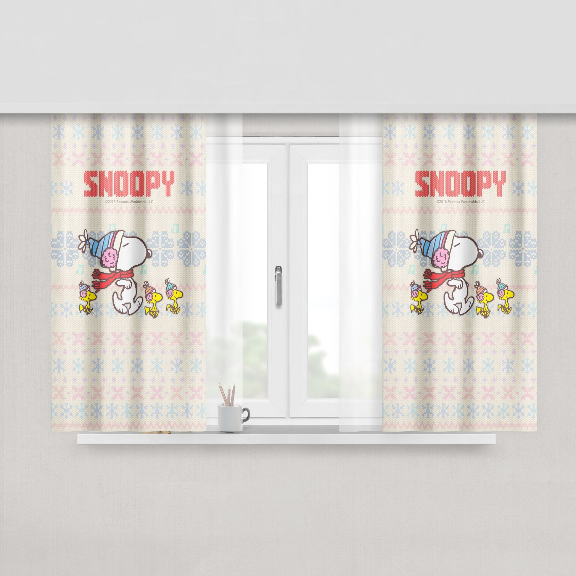 Snoopy Peach Skin Window Curtains
