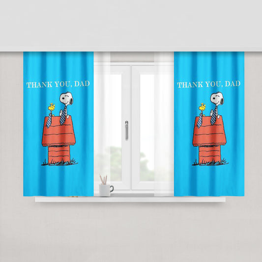 Thank You Dad Snoopy Peach Skin Window Curtains