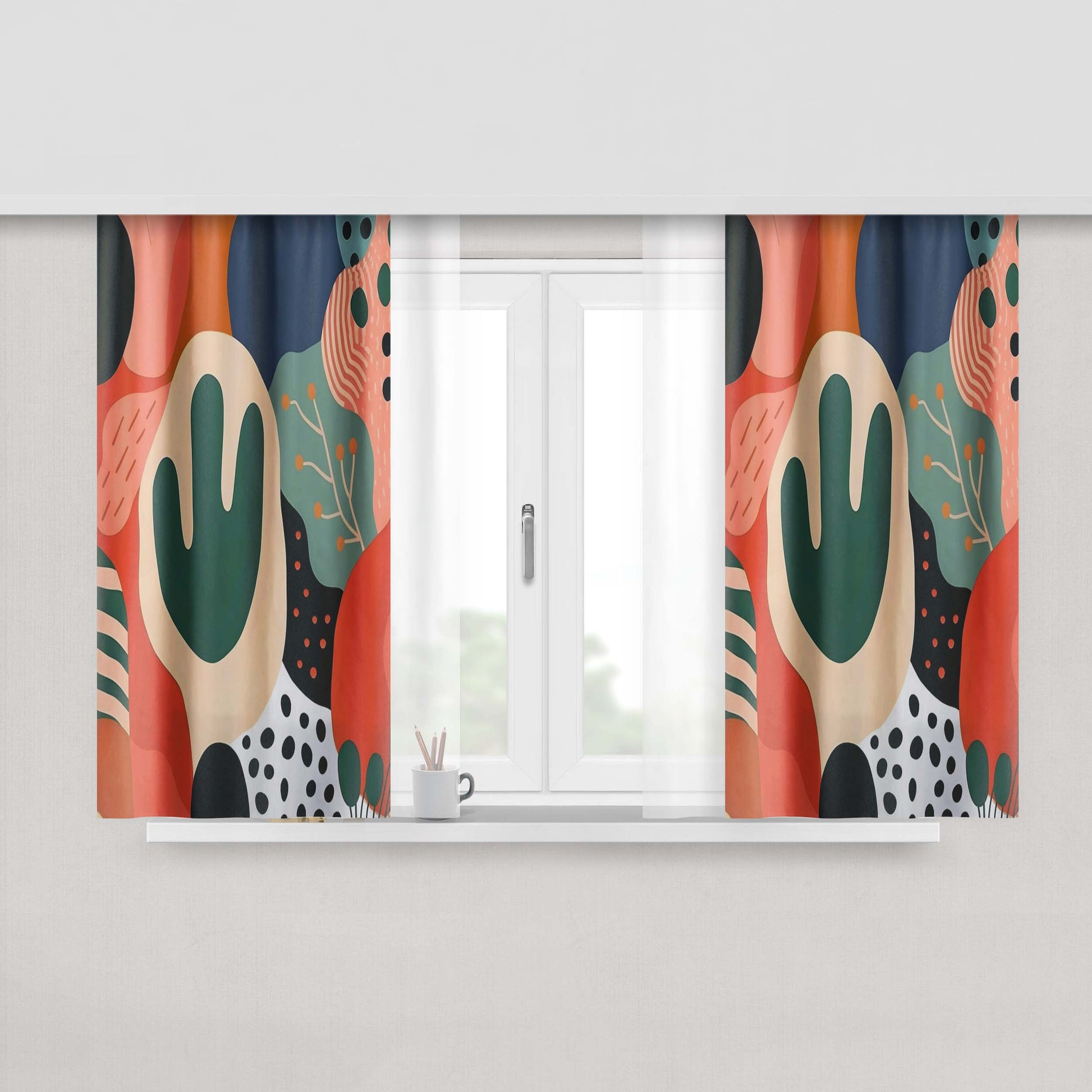 Abstract Cactus Window Curtains
