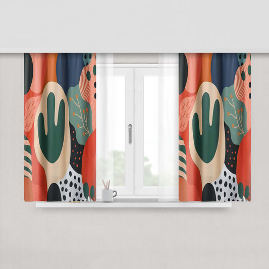Abstract Cactus Window Curtains