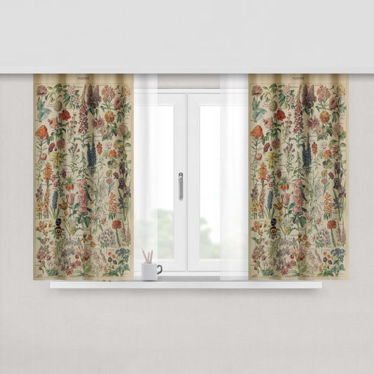Adolphe Millot'S Flowers Chart Window Curtains