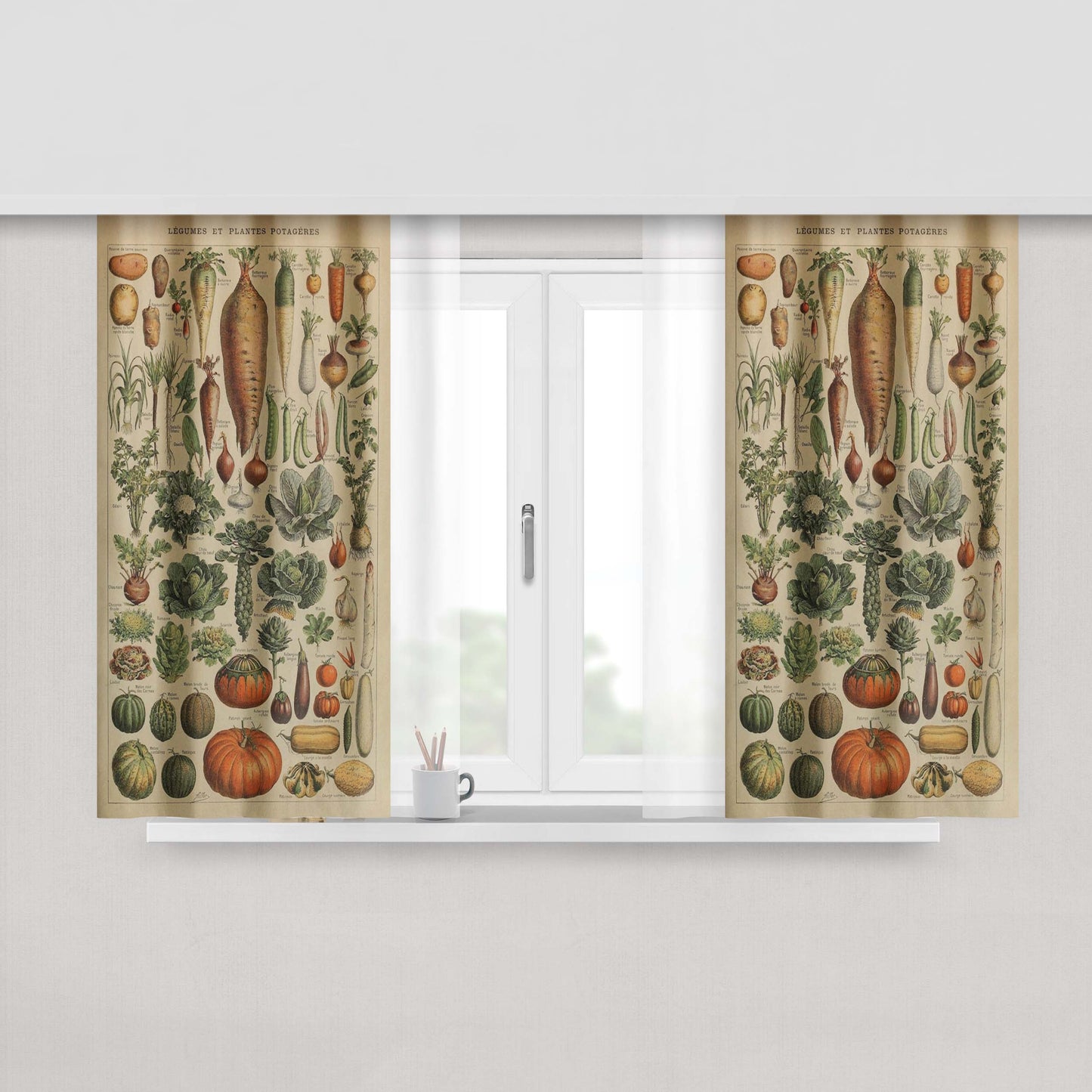 Adolphe Millot'S Vegetables Window Curtains