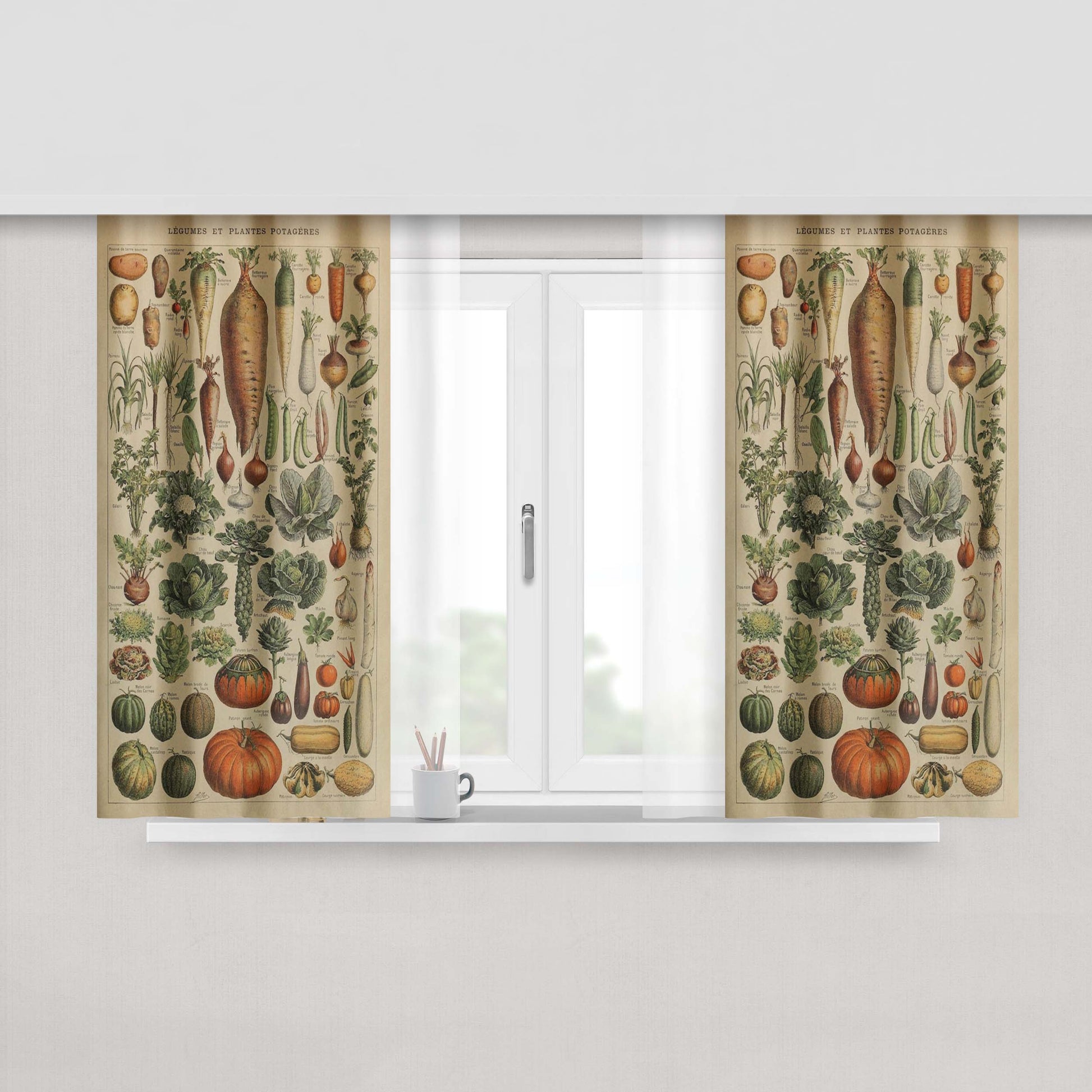 Adolphe Millot'S Vegetables Window Curtains