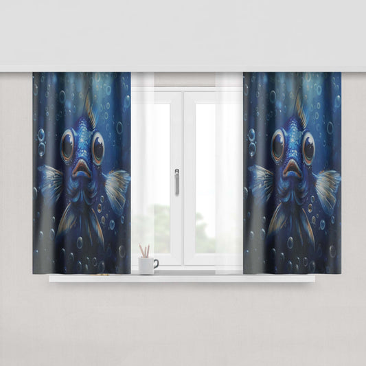 Adorable Blue Fish Window Curtains