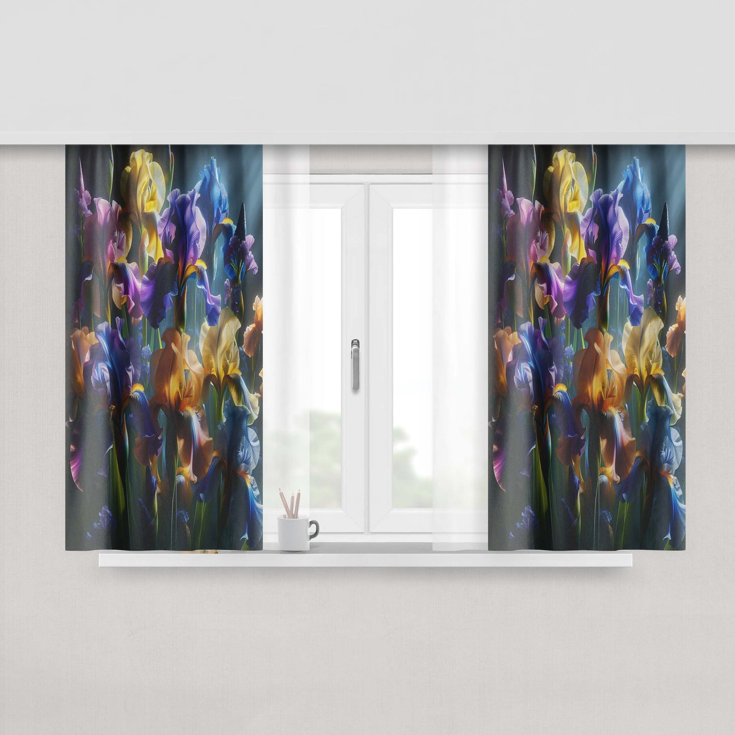Iris Flowers Window Curtains