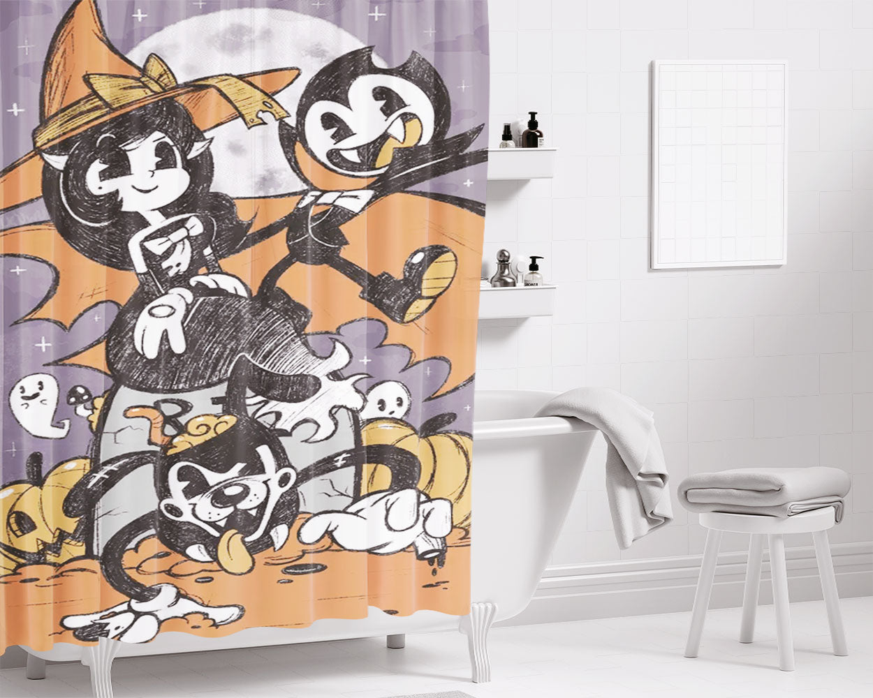 Beetlejuice Tim Burton Cartoon Glass Bathroom Shower Curtain Fabric Waterproof | 66 X 72 Inch