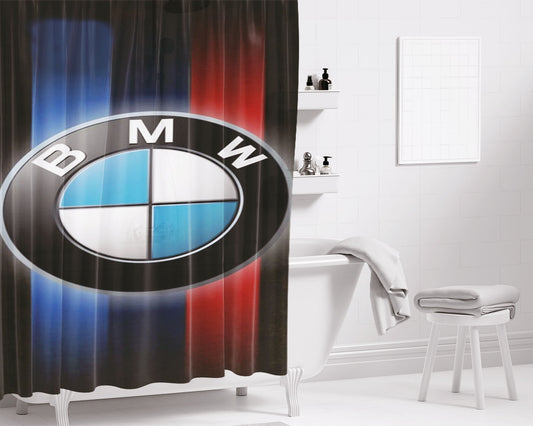 Bmw Car White Logo Bathroom Shower Curtain Fabric Waterproof