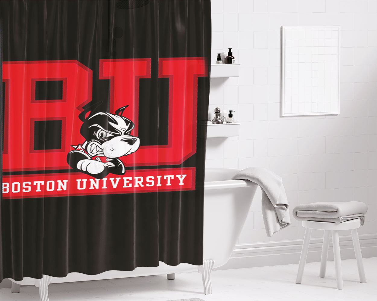 Boston Sports Lovah Bathroom Shower Curtain Fabric Waterproof | 66 X 72 Inch