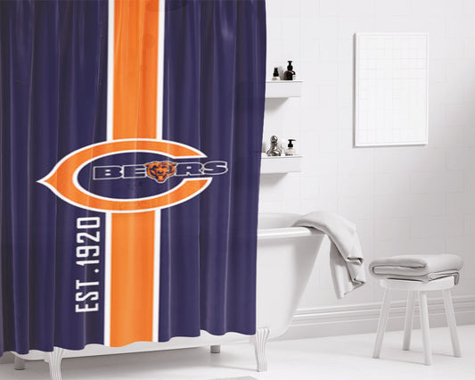 Chicago Angry Bears Nfl Bathroom Shower Curtain Fabric Waterproof