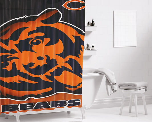 Chicago Bears Nfl Stripe Bathroom Shower Curtain Fabric Waterproof