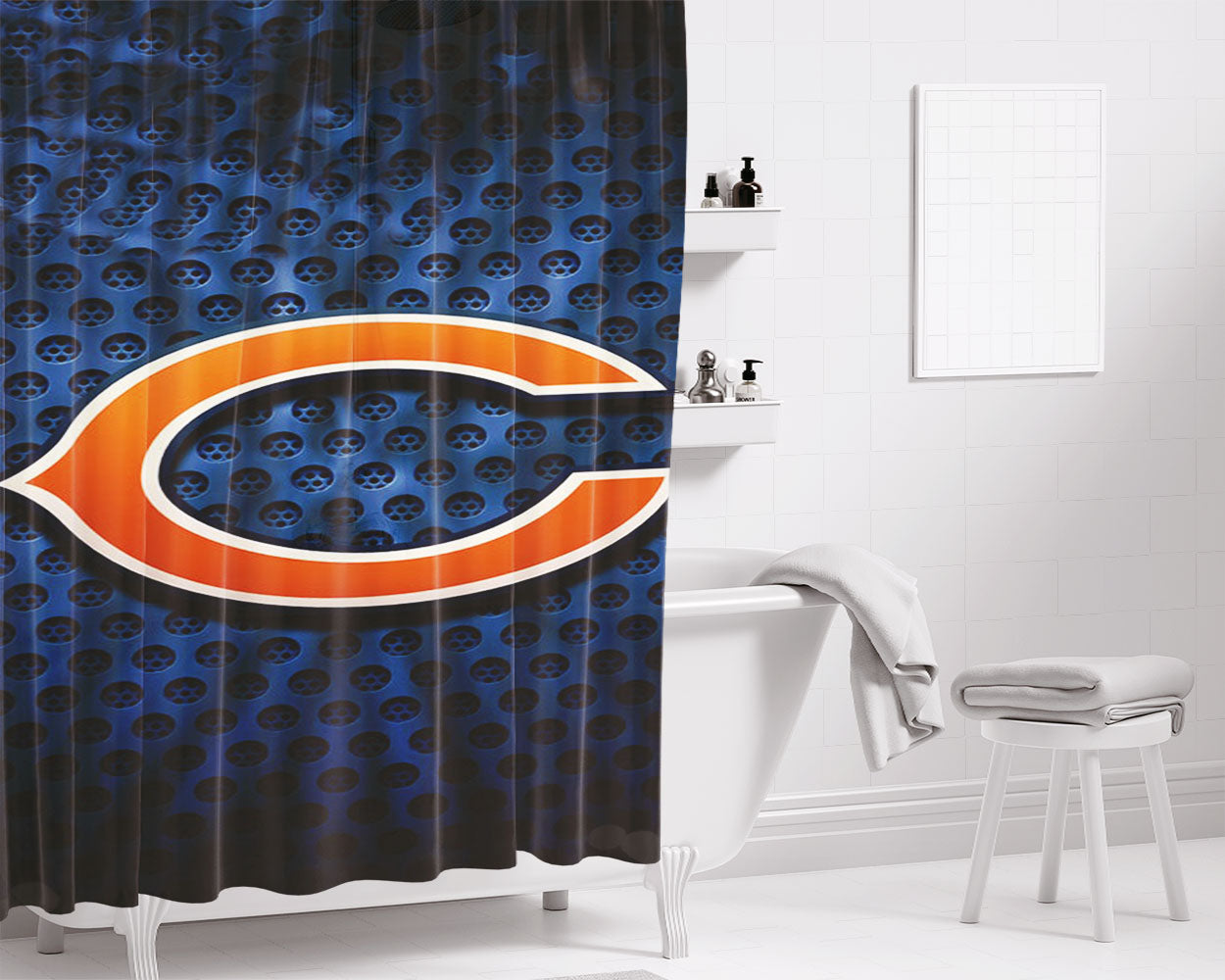 Chicago Bears Nfl Bathroom Shower Curtain Fabric Waterproof | 66 X 72 Inch