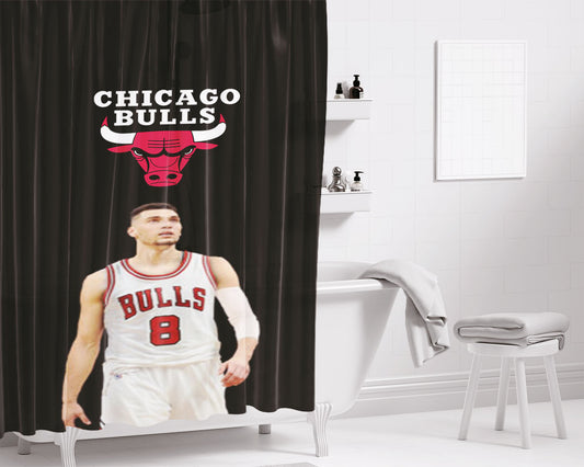Chicago Bulls Wooden Bathroom Shower Curtain Fabric Waterproof