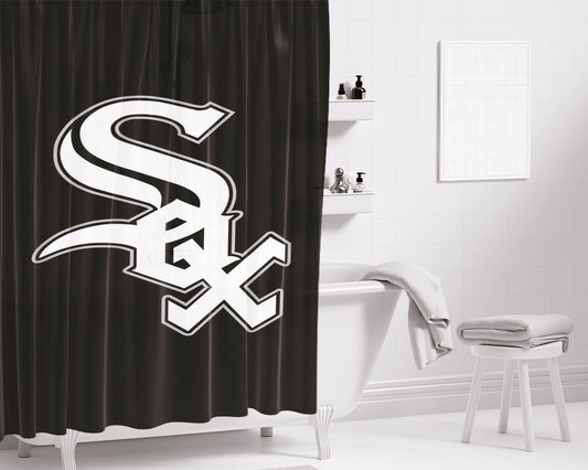 Chicago White Sox Leather Texture Bathroom Shower Curtain Fabric Waterproof