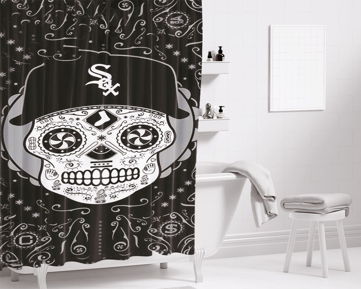 Chicago White Sox Portait Bathroom Shower Curtain Fabric Waterproof | 66 X 72 Inch