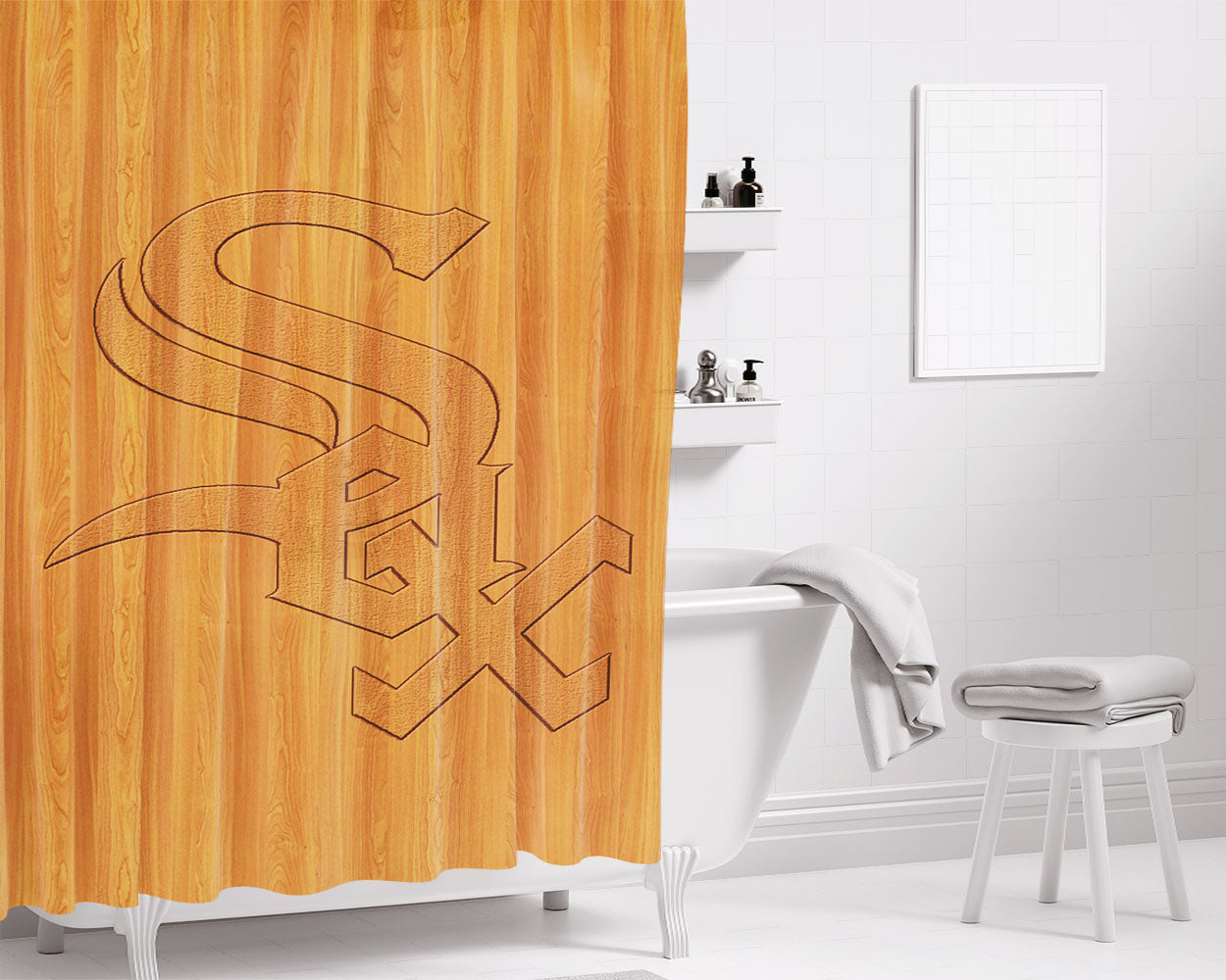 Chicago White Sox Stadium Logo Bathroom Shower Curtain Fabric Waterproof | 66 X 72 Inch