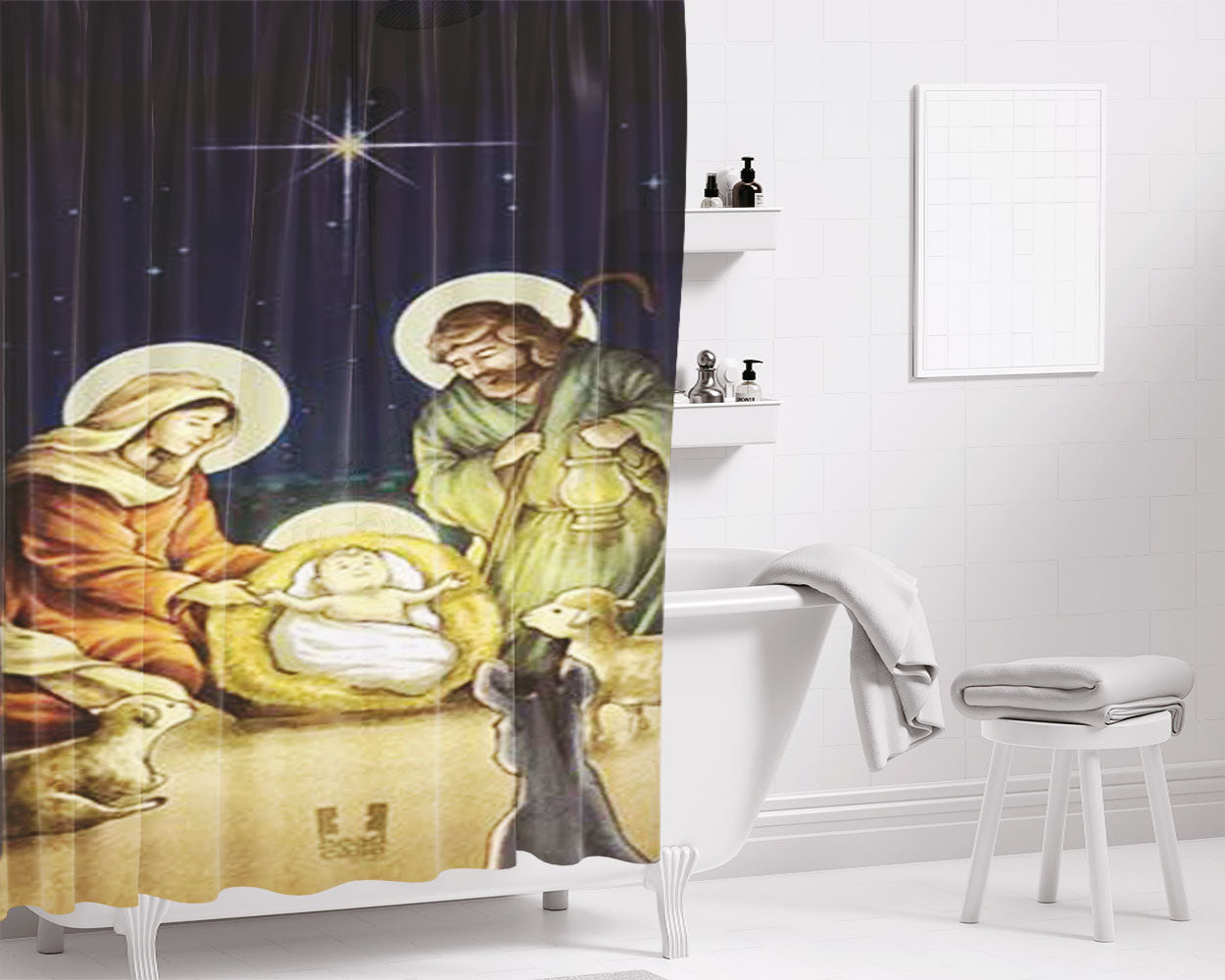 Christmas Jack Skellington Nightmare Bathroom Shower Curtain Fabric Waterproof | 66 X 72 Inch