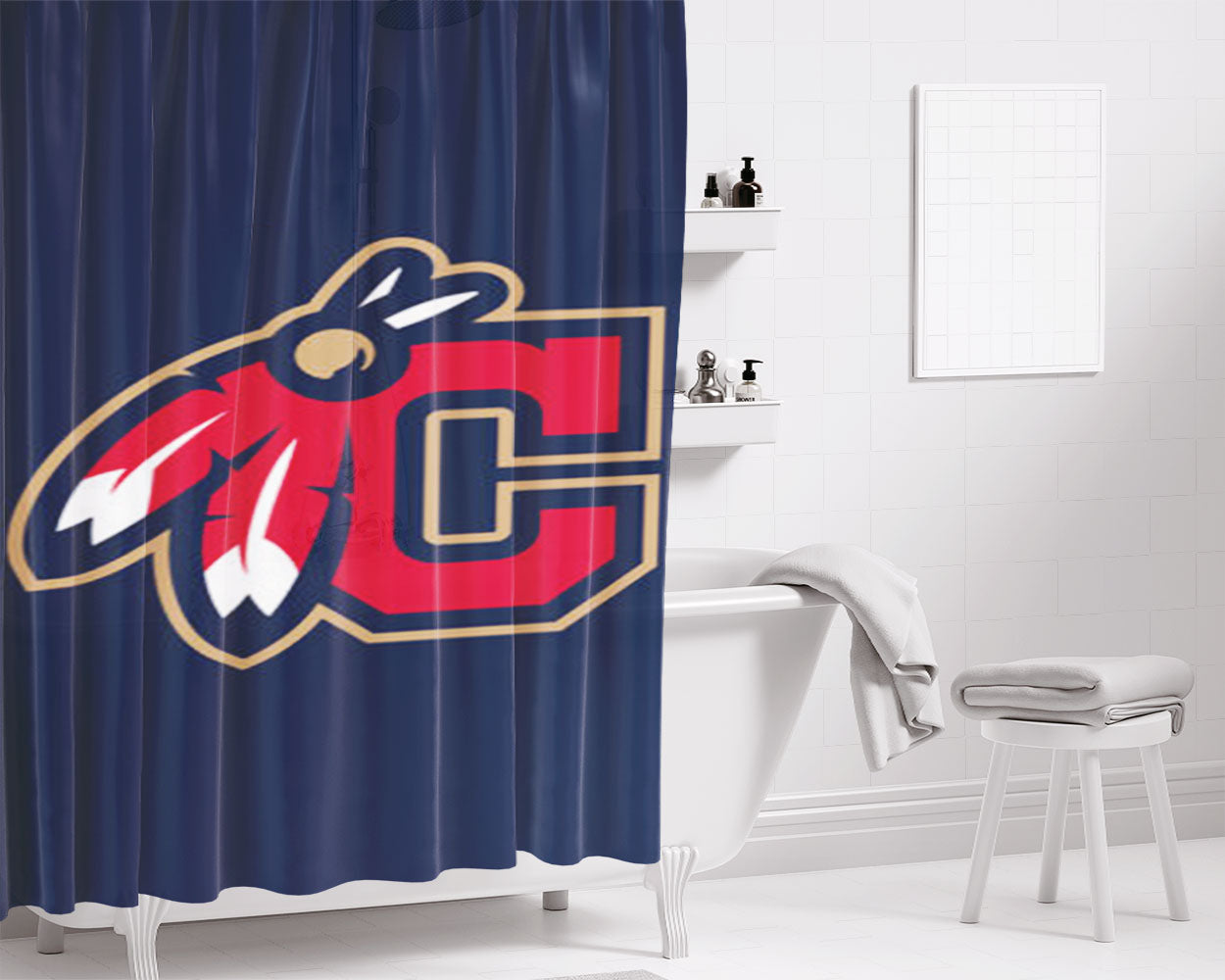 Cleveland Indians Logo 2 Bathroom Shower Curtain Fabric Waterproof | 66 X 72 Inch
