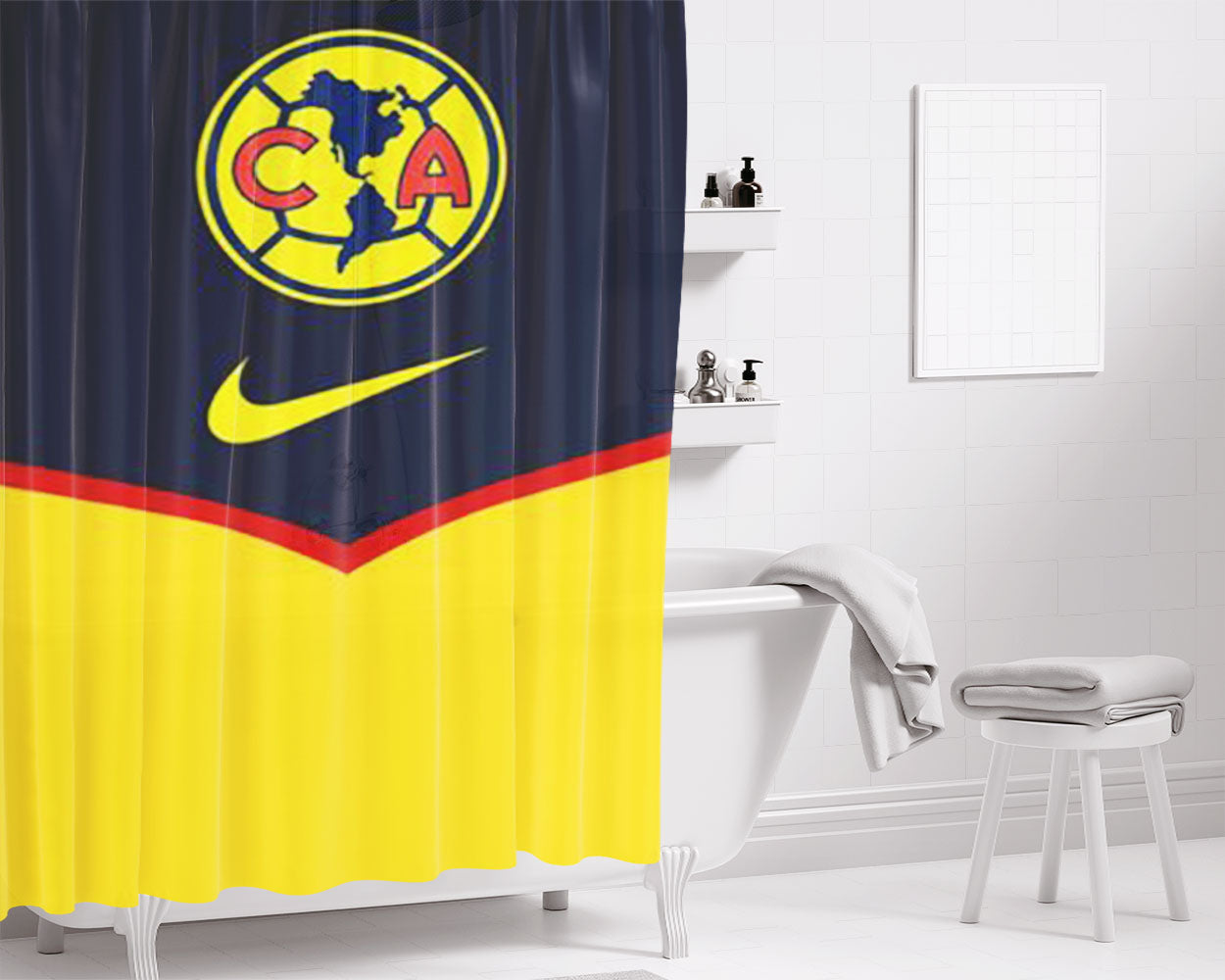 Cleveland Indians Bathroom Shower Curtain Fabric Waterproof | 66 X 72 Inch